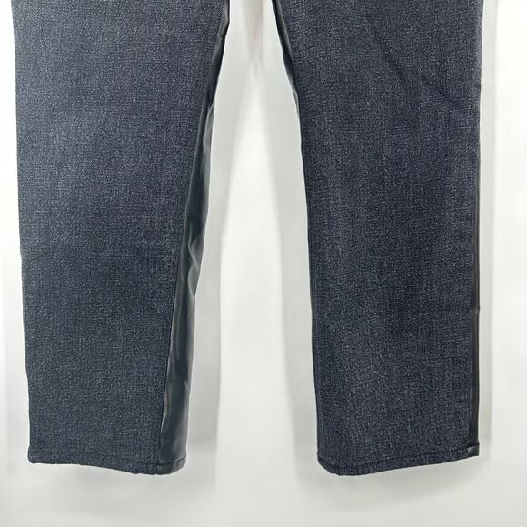 Abercrombie & Fitch Curve Love Ankle Straight Ultra High Rise Jeans Leather Pant - Picture 9 of 14